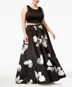 Sequin Hearts Plus Size 2-pc. Open-back Top And Floral-print Skirt, A Macy's Exclusive Style