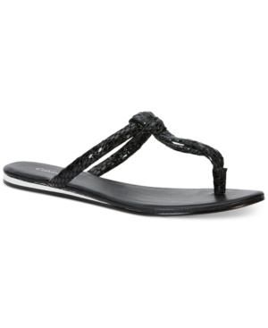 Calvin Klein Women's Harla T-strap Flat Thong Sandals Women's Shoes