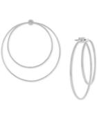 Vince Camuto Silver-tone Polished Hoop Front And Back Earrings