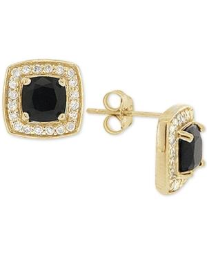 Giani Bernini Black Cubic Zirconia Square Stud Earrings In 18k Gold-plated Sterling Silver, Only At Macy's