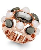 Inc International Concepts Rose Gold-tone Faceted Stone Stretch Cocktail Ring