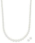 Cultured Freshwater Pearl 2-pc. Set Graduated Collar Necklace (4-8mm) And Stud Earrings (6mm)