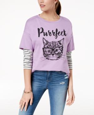 Pretty Rebellious Juniors' Purrfect Graphic T-shirt