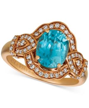 Le Vian Blue Zircon (1-9/10 Ct. T.w.) & Diamond (3/4 Ct.t.w.) Ring In 14k Rose Gold