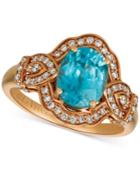 Le Vian Blue Zircon (1-9/10 Ct. T.w.) & Diamond (3/4 Ct.t.w.) Ring In 14k Rose Gold