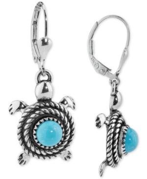 American West Turquoise Turtle Drop Earrings (2-5/8 Ct. T.w.) In Sterling Silver