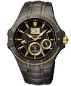 Seiko Men's Coutura Kinetic Perpetual Calendar Black Ion-finished Stainless Steel Bracelet Watch 42mm Snp070