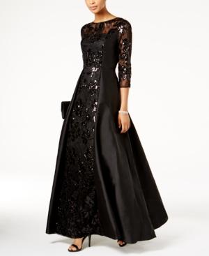 Adrianna Papell Sequined Illusion Gown