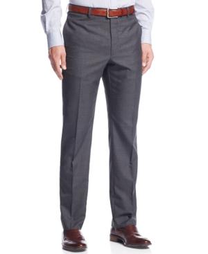 Calvin Klein Light Grey Plaid Slim-fit Dress Pants