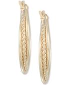 Italian Gold Rope-inset Triple Hoop Earrings In 14k Gold, Made In Italy