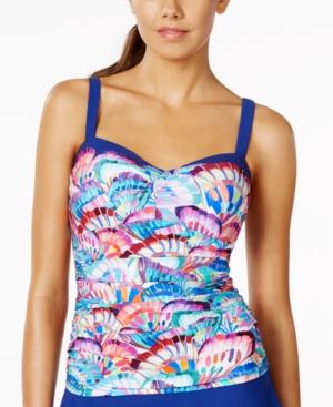 Profile By Gottex Butterfly-print D-cup Tankini Top Women's Swimsuit