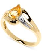 Citrine (5/8 Ct. T.w.) And Diamond Accent Ring In 10k Gold