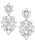 Swarovski Silver-tone Crystal Cluster Drop Earrings