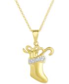 Victoria Townsend Diamond Accent Slipper Pendant Necklace In 18k Gold Over Sterling Silver