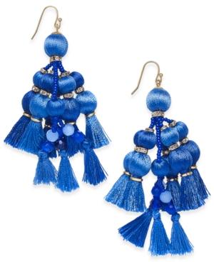 Kate Spade New York 14k Gold-plated Blue Tassel Chandelier Earrings