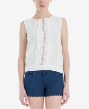 Max Studio London Cotton Textured Crochet-detail Top