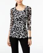 Alfani Swirl-print Tiered Mesh Top, Only At Macy's