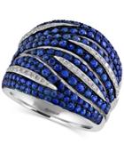 Effy Sapphire (2-1/3 Ct. T.w.) And Diamond (1/5 Ct. T.w.) Ring In 14k White Gold