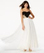 Blondie Nites Juniors' Colorblocked Applique Gown
