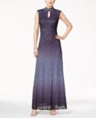 Alex Evenings Lace Mock-neck Sparkle Gown