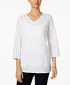 Charter Club Cotton Embroidered Tunic, Only At Macy's