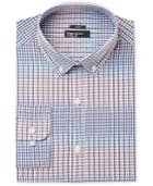 Bar Iii Men's Slim-fit Stretch Coral Blue Gingham Dress Shirt, Created For Macy's
