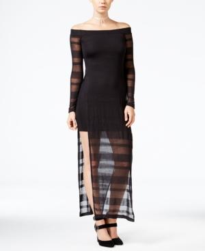 Chelsea Sky Off-the-shoulder Shadow Stripe Dress, Created For Macy's