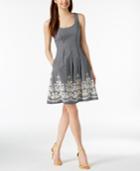 Nine West Embroidered Fit & Flare Dress