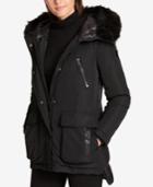 Dkny Faux-fur-trim Quilted-back Puffer Coat