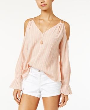 Jessica Simpson Striped Cold-shoulder Top