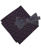 Tommy Hilfiger Men's Dot To-tie Bow Tie & Flower Pattern Pocket Square Set