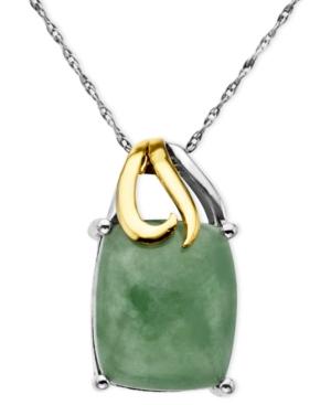 14k Gold And Sterling Silver Pendant, Jade Rectangle (5-3/8 Ct. T.w.)