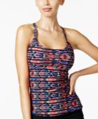 Island Escape Inner Aloha Tribal-print Strappy Tankini Top Women's Swimsuit