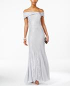 Alex Evenings Off-the-shoulder Lace Godet Gown