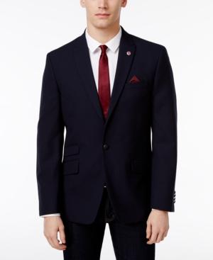 Ben Sherman Men's Slim-fit Navy Textured Peak Lapel Blazer
