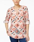 Tommy Hilfiger Nikki Printed Split-neck Blouse