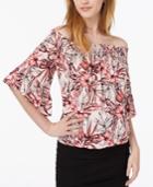 Polly & Esther Juniors' Smocked Printed Off-the-shoulder Top