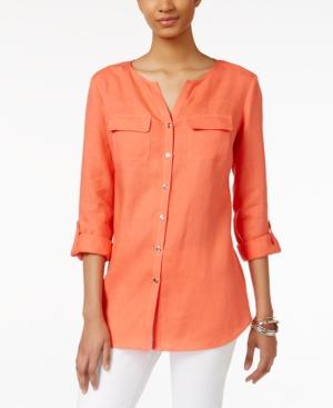 Jm Collection Linen Utility Shirt, Only At Macy's