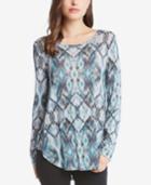 Karen Kane Printed Shirttail-hem Top
