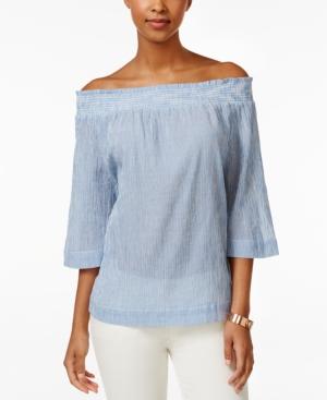 Tommy Hilfiger Striped Off-the-shoulder Top