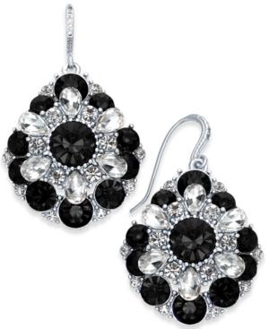 Charter Club Silver-tone Clear & Black Crystal Cluster Drop Earrings, Created For Macy's