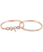 Betsey Johnson Rose Gold-tone 2-pc. Pink Crystal And Pave Bangle Bracelets