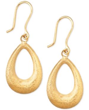 Matte Finish Teardrop Drop Earrings In 10k Gold