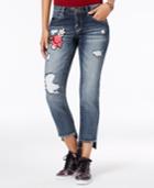 Dollhouse Juniors' Applique Ripped Stair-step Skinny Jeans