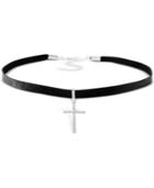 Giani Bernini Cubic Zirconia Cross Choker Necklace In Sterling Silver, Created For Macy's