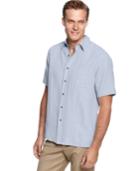 Tasso Elba Island Big And Tall Short Sleeve Silk-blend Crosshatch Solid Shirt