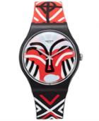 Swatch Unisex Swiss Mask Parade Multicolor Silicone Strap Watch 41mm Suob127