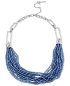 Kenneth Cole New York Silver-tone Blue Bead Torsade Necklace