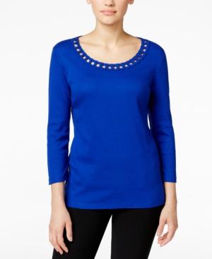 Karen Scott Cutout Scoop-neck Top, Created For Macy's
