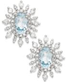 Aquamarine (3/8 Ct. T.w.) And Diamond (3/8 Ct. T.w.) Earrings In 14k White Gold